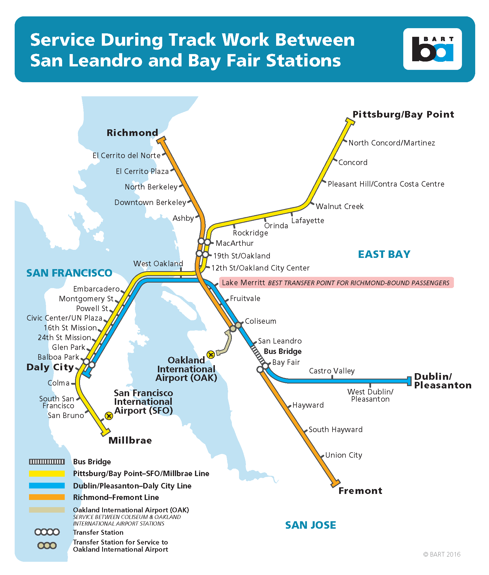 Bus Bridge between San LeandroBay Fair to end at 3pm on Monday for